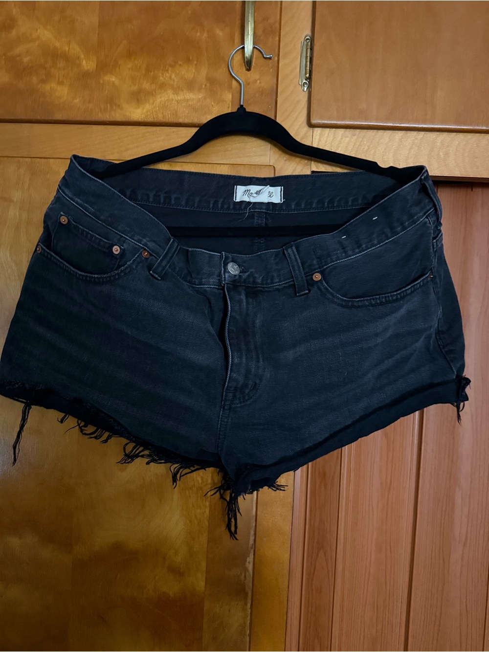 Madewell Cutoff Frayed Black Denim Shorts